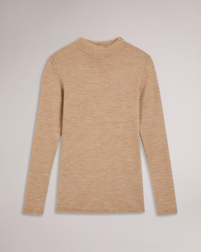 Hauts Ted Baker Long Sleeve Fitted With High Neck Marron Femme | KFM-19189136